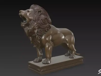 Lion Statue V25 Low-poly 3D model