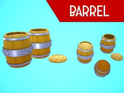 BARREL CARTOON STYLIZED Low-poly 3D model