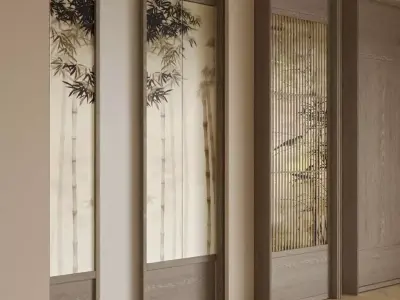 Chinese   style sliding door 3D model