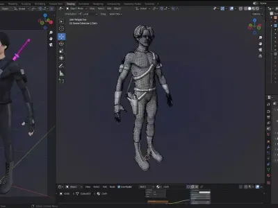 Boy with Katana and suite 3D model