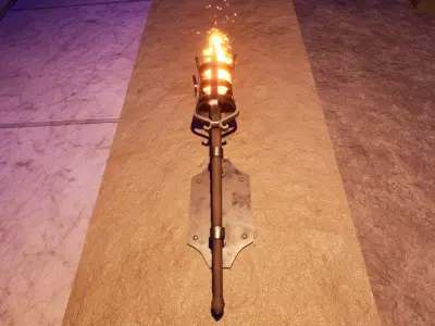 Medieval-Inspired Wall Torch Low-poly 3D model