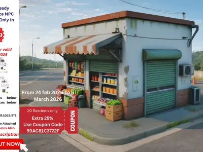 Street Grocery Shop Realistic PBR Exterior Corner Store 3D Free 3D model