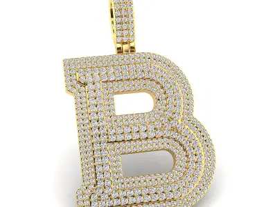 Alphabet Latter B Diamond Pendent 3D print model