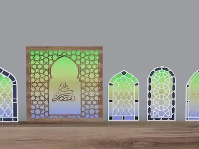 Mosque window with motif   Autocad and 3Dmax Low-poly 3D model