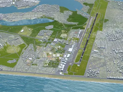 Felix Houphouet Boigny International Airport 10km Low-poly 3D model