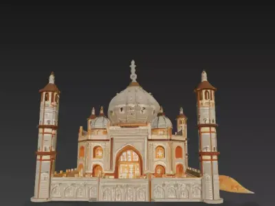 Taj Mahal 3D Model - Detailed Architecture- Interior Lighting Low-poly 3D model
