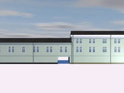 Theater building with roof Low-poly 3D model