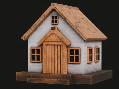 Cute Cartoon Small Wood House 04 3D model
