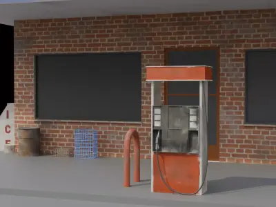 Mini Gas station Low-poly 3D model
