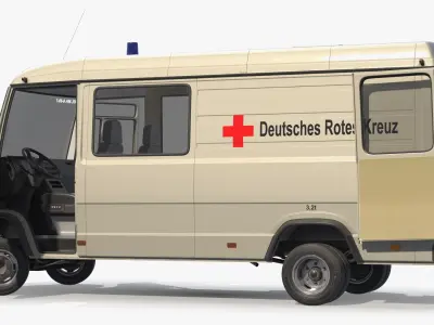  Mercedes Benz T2 507D Medical Transport Van Rigged for Cinema 4D 
