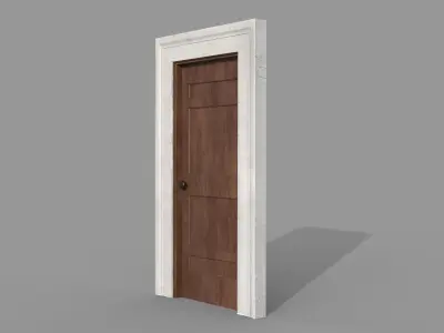 Wooden door 6 Low-poly 3D model