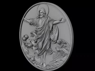 Jesus Walking on Water - 3D Printable Coin Sculpture 3D print model