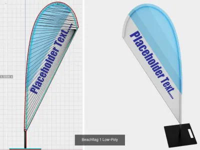 Flags flag pole 3D Model Pack