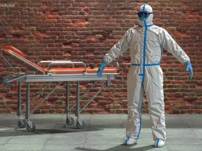  Man in Disposable Medical Protective Suit Rigged 