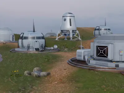Futuristic Habitat Settlement 3D model