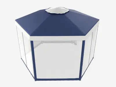 Hexagonal Garden Gazebo with Side Panels 02 3D model