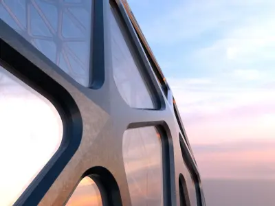 Sci-Fi Glass Dome Tessellated windows 3D model
