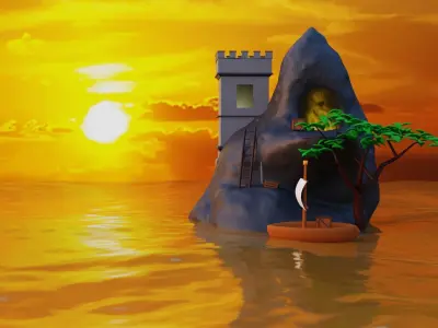 a small island Low-poly 3D model