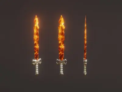 6 Elemental swords - magic swords 3D Model Pack