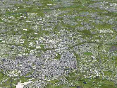 Essen Germany 50x50km 3D City Map 3D model