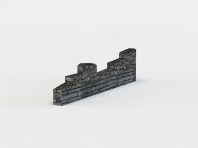 Damaged wall Low-poly 3D model