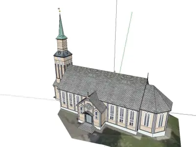 Architecture-Religion-God-Culture-Temple-048 church with steeple 3D model