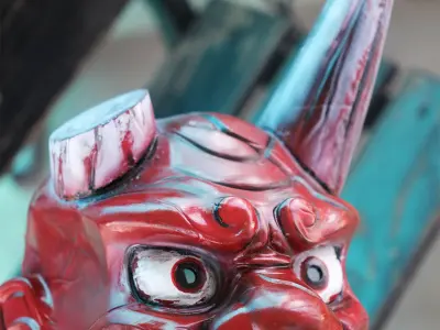 Street Fighter 6 Akuma Mask - Oni Hannya Samurai Ghost Mask 3D print model