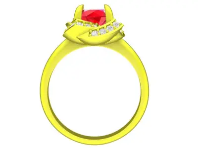 Cushion Cut Halo Gemstone Ring 3D Model 4797 3D print model