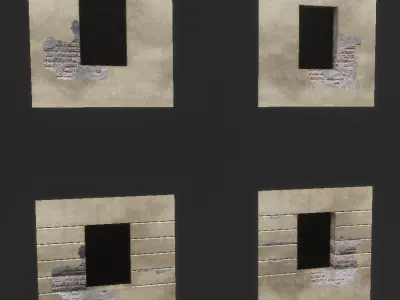 Environment Walls Windows Game Assets Low-poly 3D model