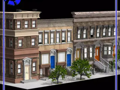 Brownstone Street Scene 1 3D model