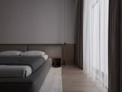minimalistic bedroom Low-poly 3D model