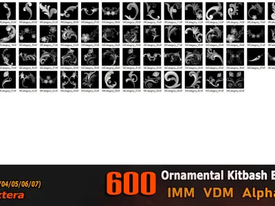 600 Ornamental Kitbash BRUSHES IMM VDM Brush MEGA Pack Low-poly 3D model