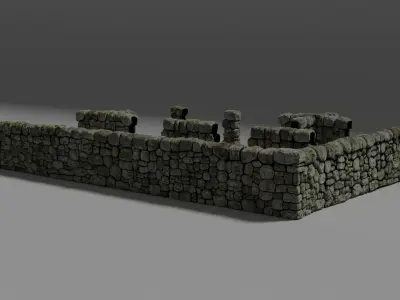 Drystone Wall Modular Low-poly 3D model
