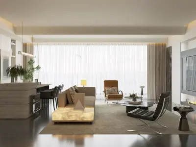 Italian - style living and dining room 3D model