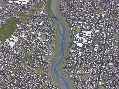 Okazaki - 3D City Model Low-poly 3D model