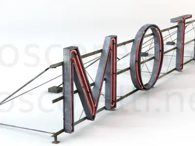 Rooftop Neon Motel Sign Low-poly 3D model
