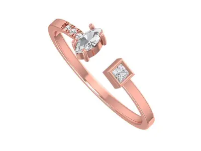 Solitaire Women Light Weight Marquise Princess stone Band Ring 3D print model
