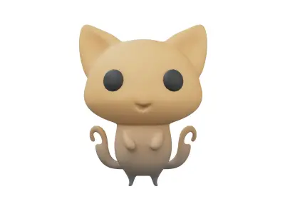 Double Tail Cat Ghost Character v1 002 Low-poly 3D model