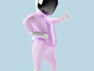 Rigged Cartoon Space Girl - Space Woman Character 3D model
