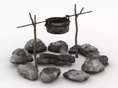 8K Campfire  Low-poly 3D model