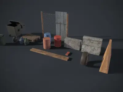 City trash pack Low-poly 3D model