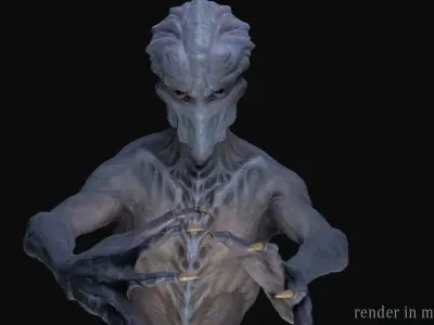 Psionic alien Low-poly 3D model