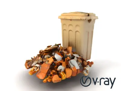 Trash Pile and Bin Debris Scene model pack Low-poly 3D model
