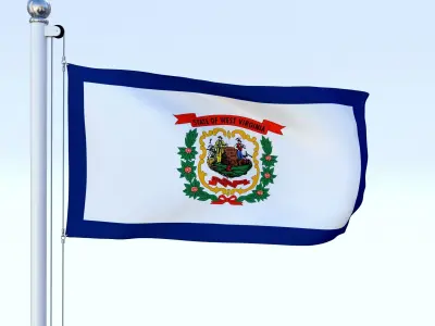 Animated West Virginia Flag Low-poly 3D model