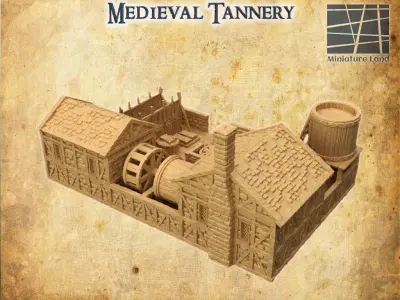 Medieval Tannery Tabletop Terrain 28 mm 3D print model