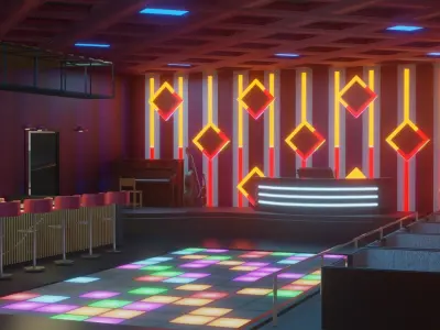 Night club environment with interior - Lowpoly Low-poly 3D model