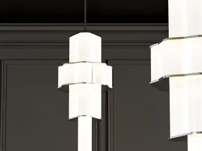 Bauer modern chandelier with glass shades 3D model