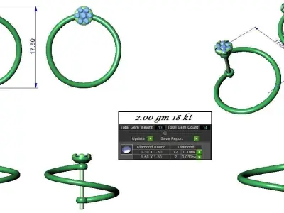 Light wt Women Diamond Earrings  3D print model