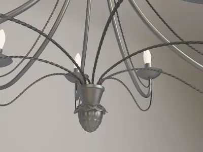 lustre gold chandelier with six candles 3D model