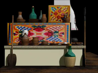 Rural stove  Low-poly 3D model